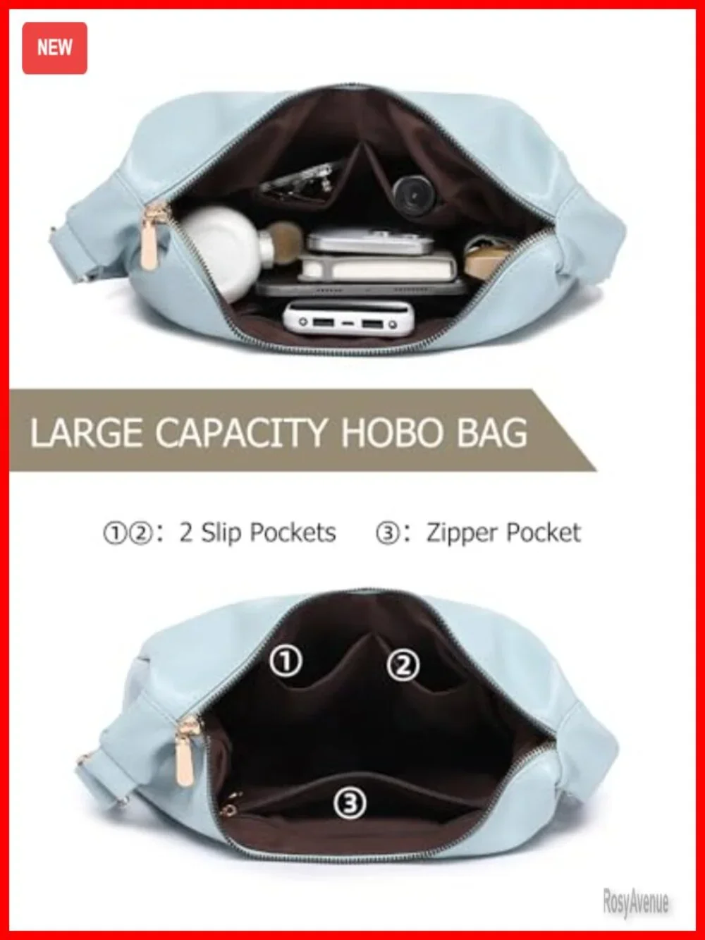 Soft Vegan Leather Hobo Bag with Mini Purse Crossbody Shoulder Tote